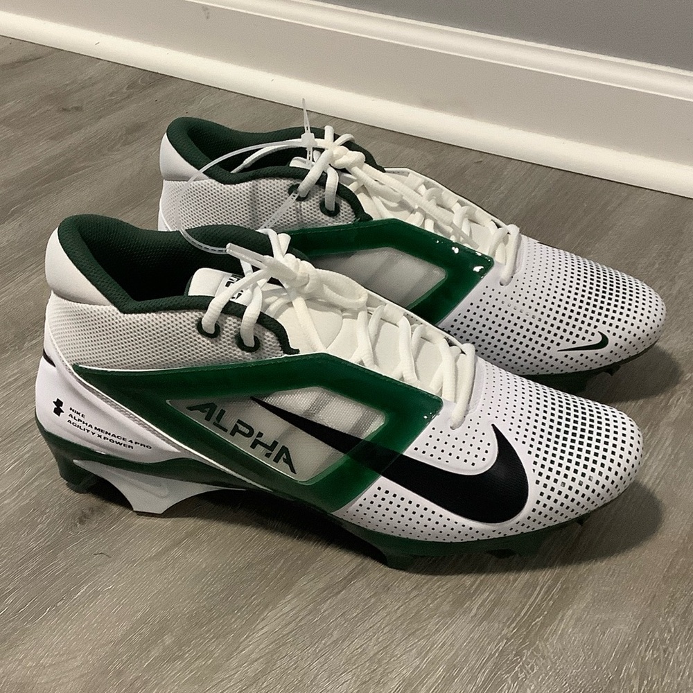 Nike alpha menace 4 pro white & green cleats